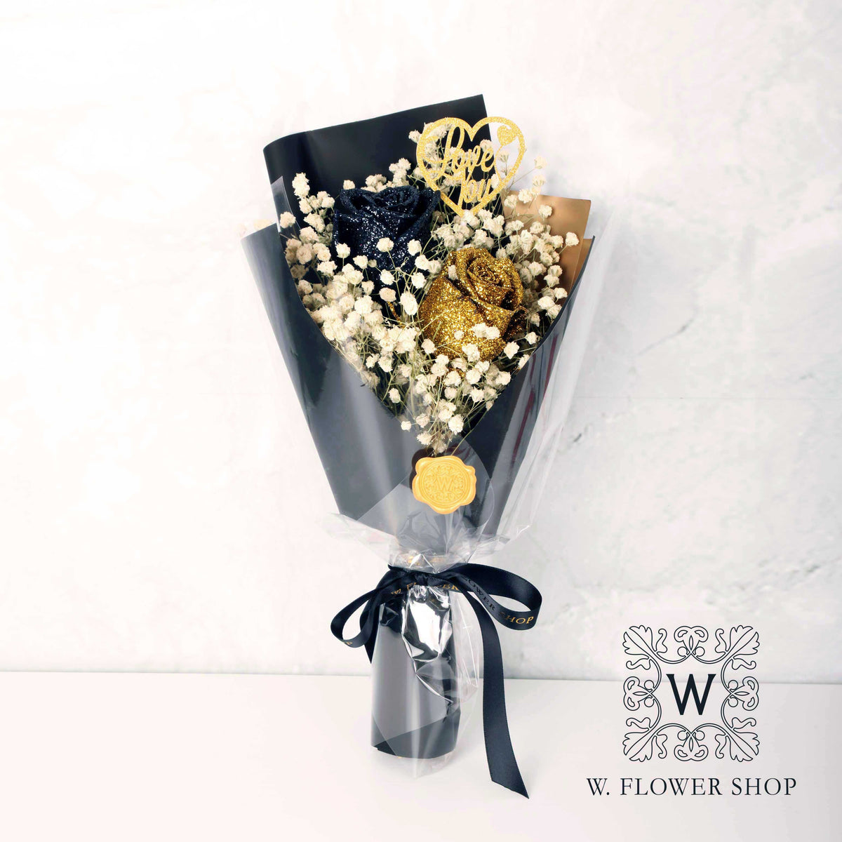 Dried Flower Bouquet - Shiny Black