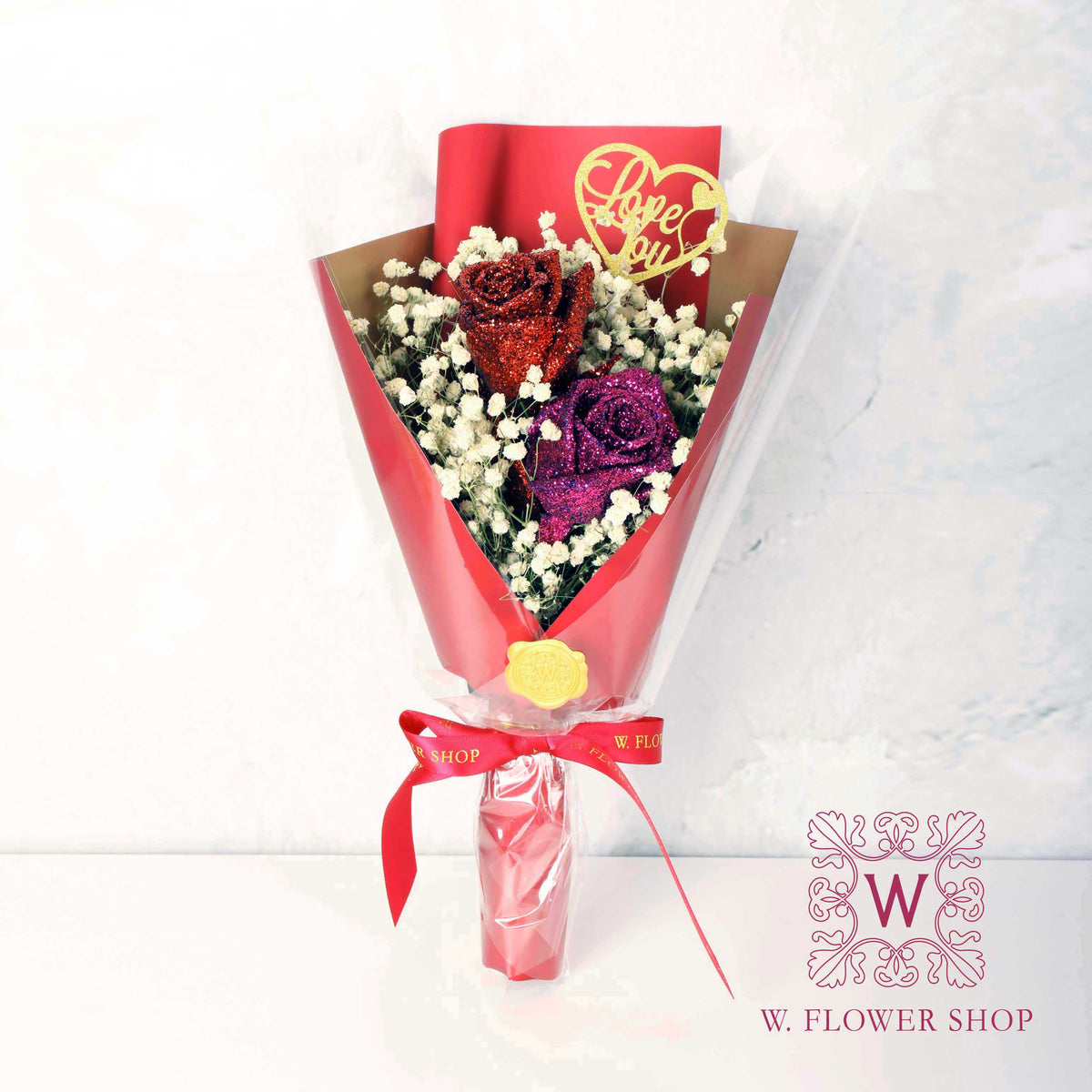 Dried Flower Bouquet - Shiny Red