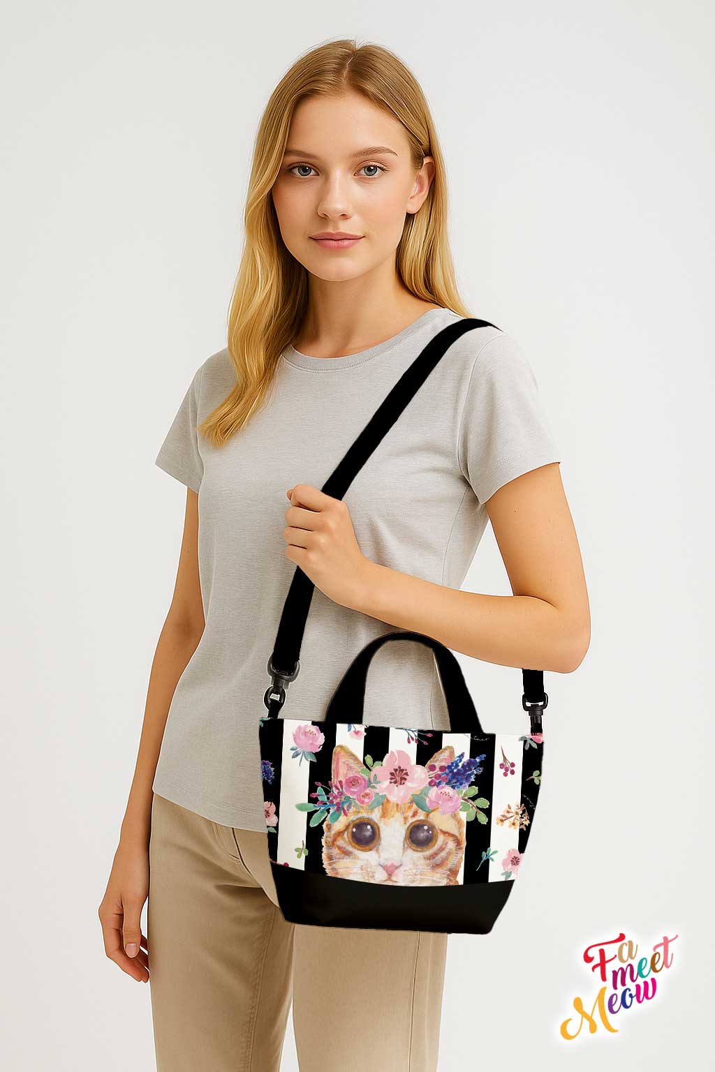 2-Way Tote Bag - Classic (Black stripes)