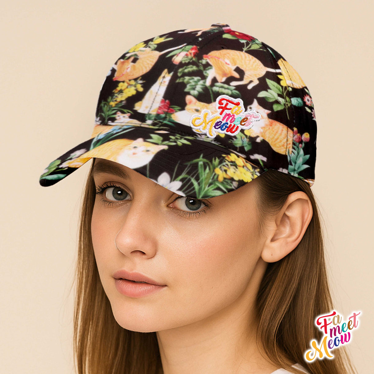 Baseball Cap - Floral (Black)