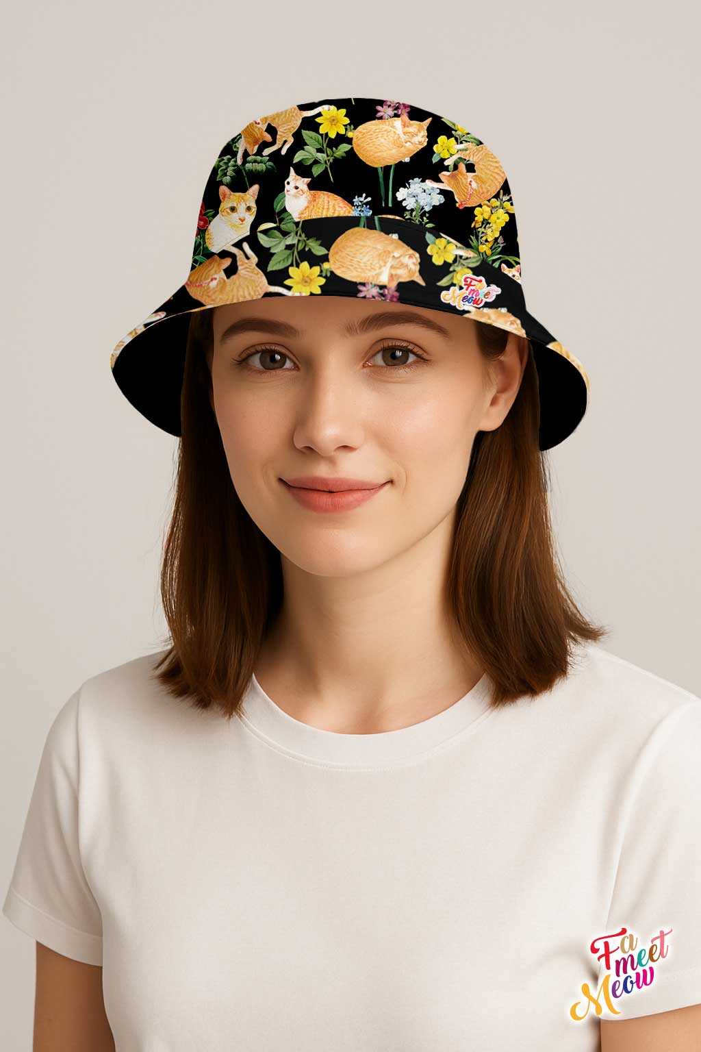 Double-sided Bucket Hat - Floral (Black)
