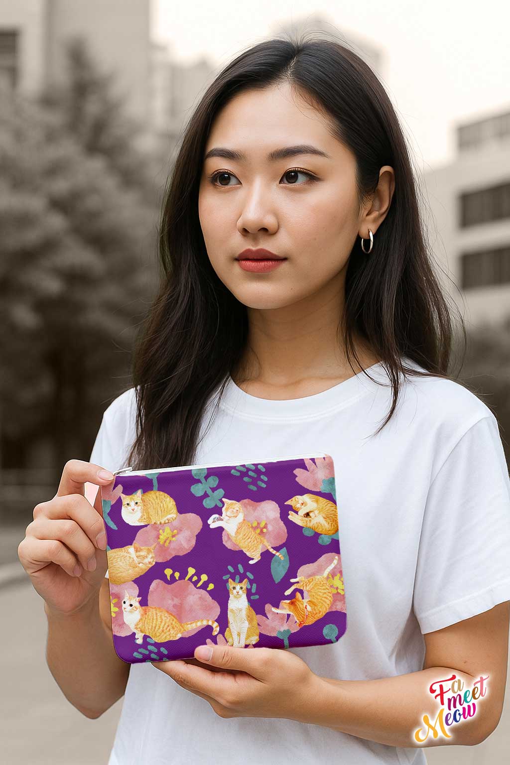 Medium Coin Pouch - Coneflowers (Purple)