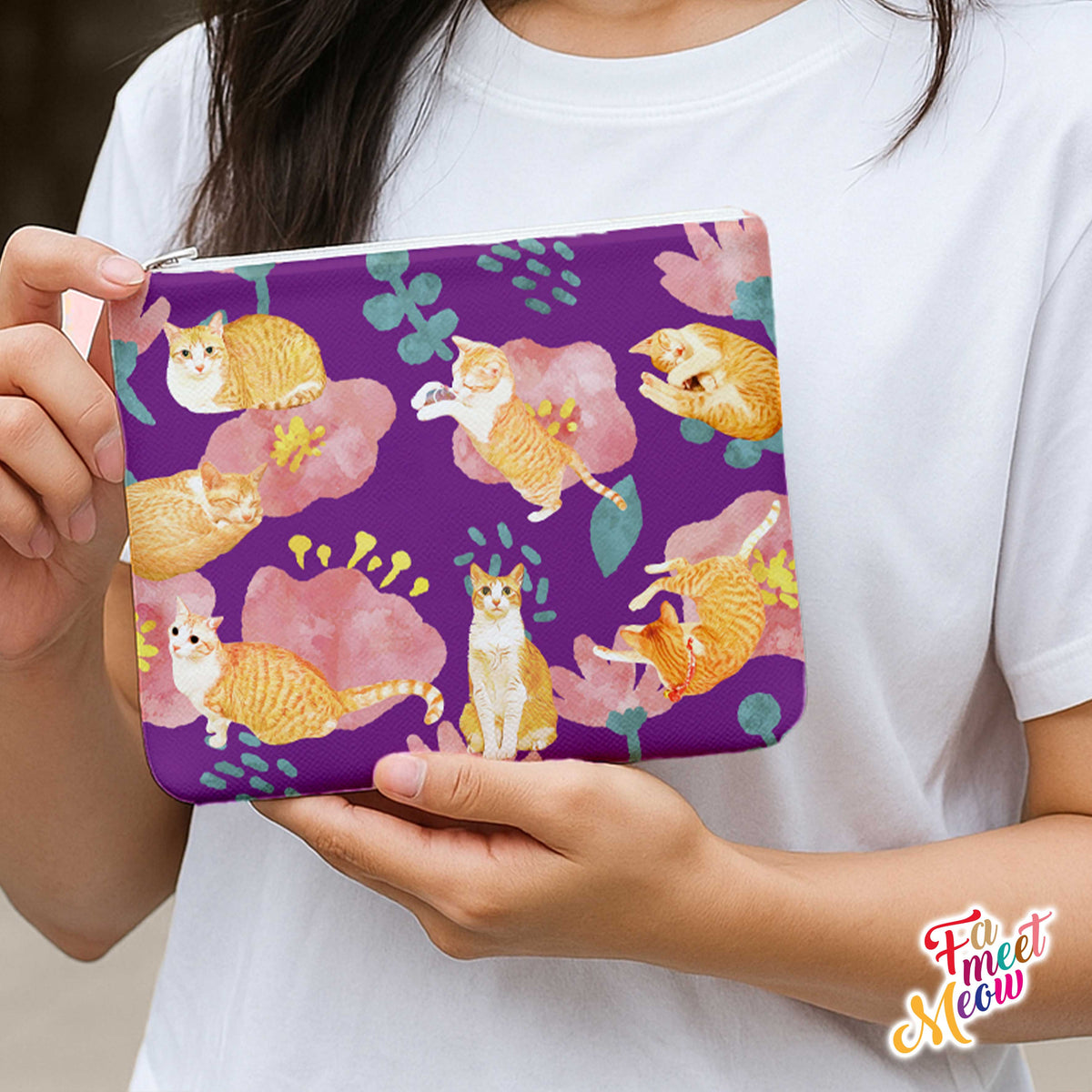 Medium Coin Pouch - Coneflowers (Purple)