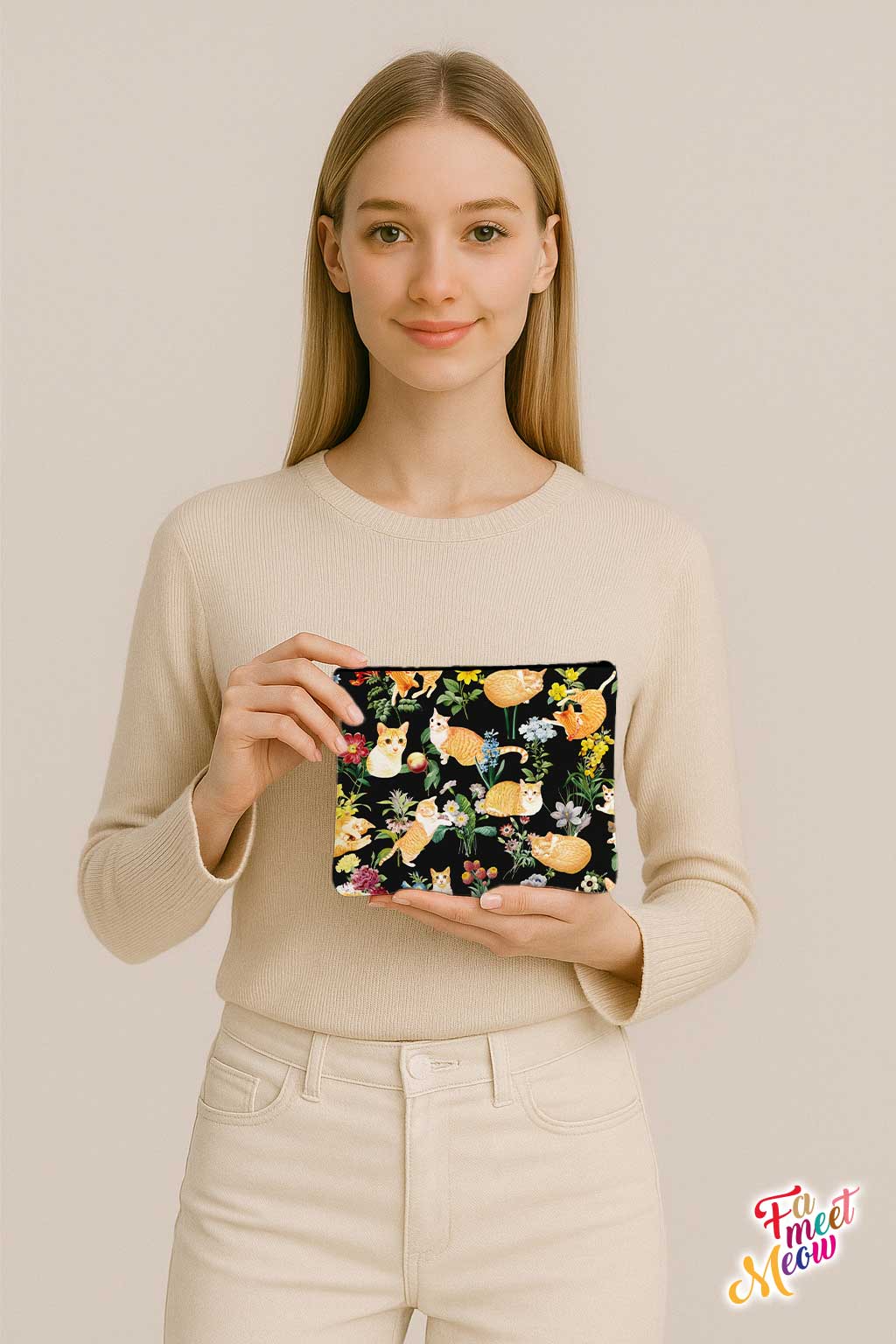 Medium Coin Pouch - Floral (Black)