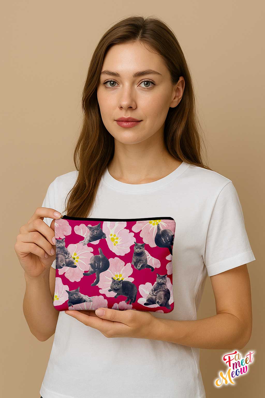 Medium Coin Pouch - British Shorthair (Magenta)