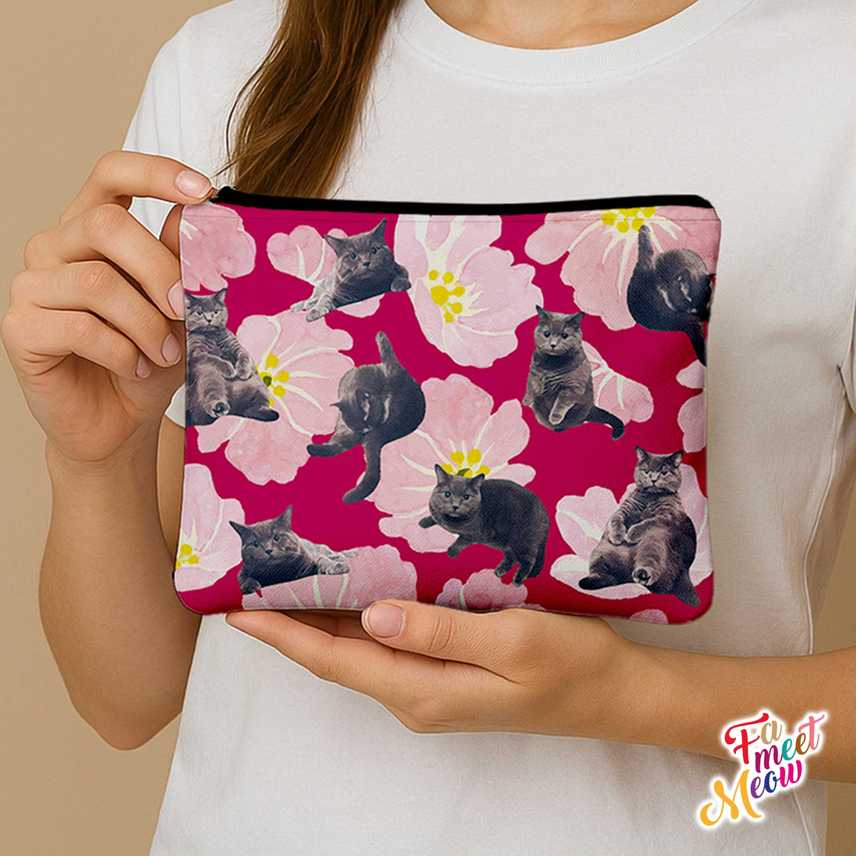 Medium Coin Pouch - British Shorthair (Magenta)