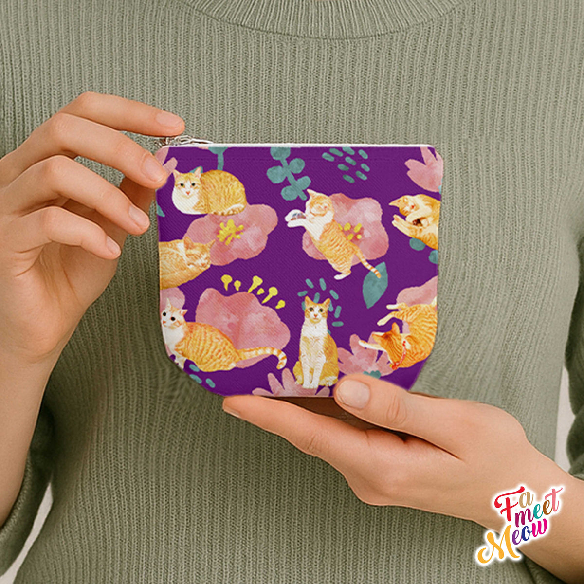 Small Coin Pouch - Coneflowers (Purple)