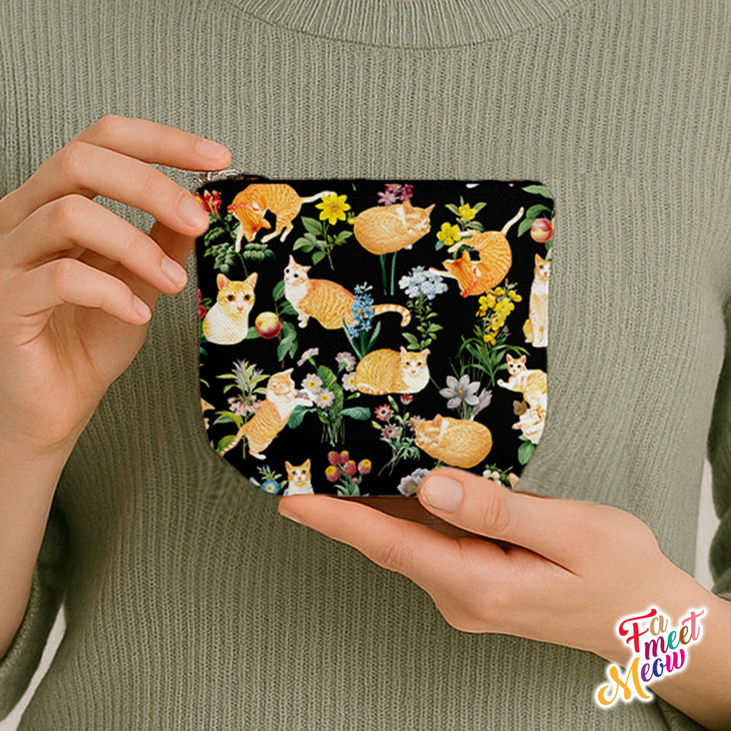 Small Coin Pouch - Floral (Black)