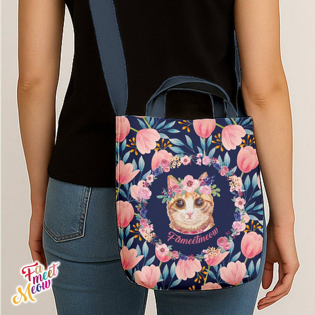 Cross-body Tote Bag - Tulips