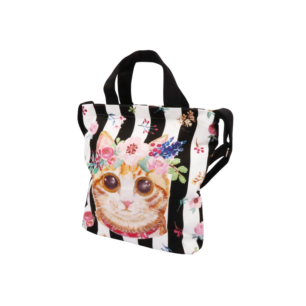 Cross-body Tote Bag - Classic (Black stripes)