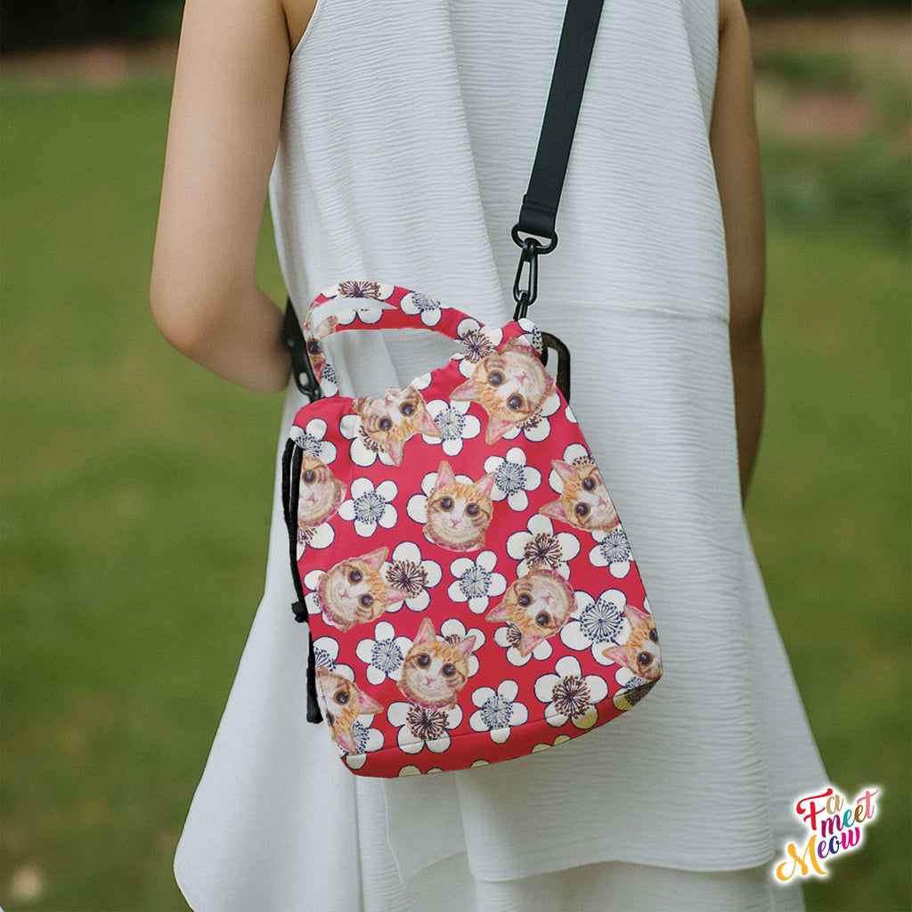 Drawstring Bucket Bag - Plum Bossom