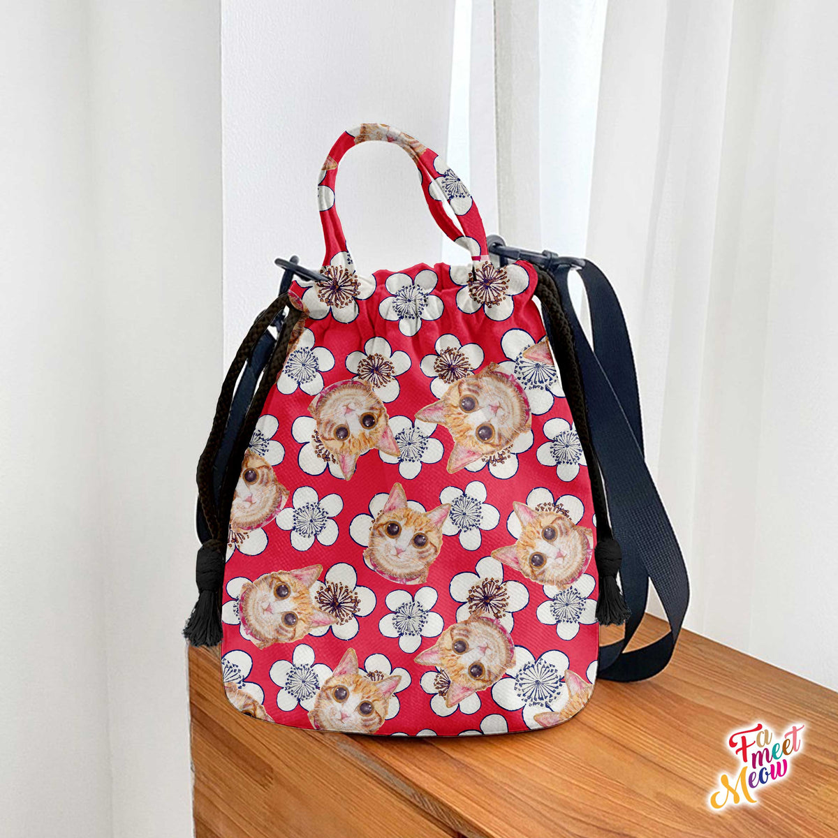 Drawstring Bucket Bag - Plum Bossom