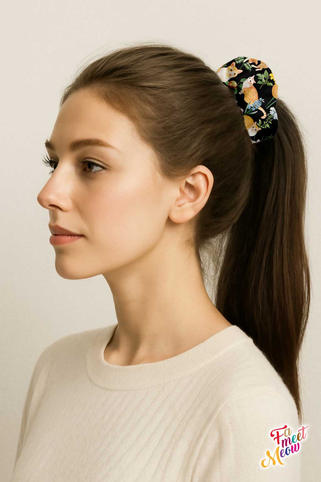 Hair Scrunchie - Floral (Black)