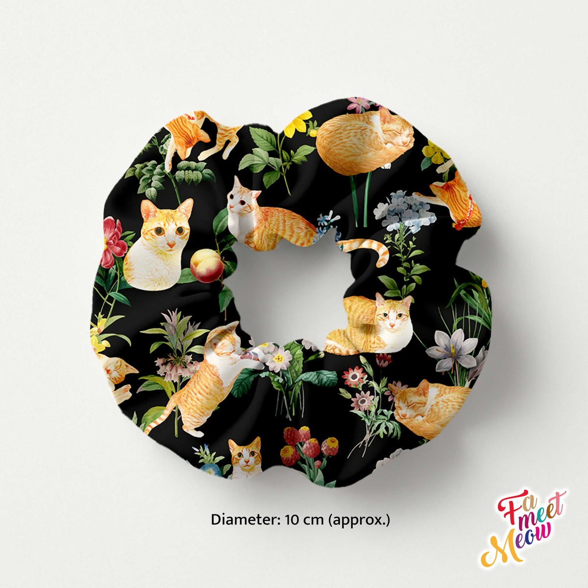 Hair Scrunchie - Floral (Black)
