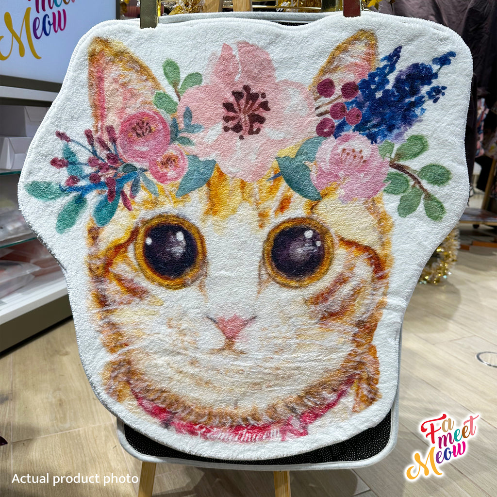 Indoor Door Mat - Big Cat Head / Ginger Tabby / Domestic Shorthair (Die-cut Shape)