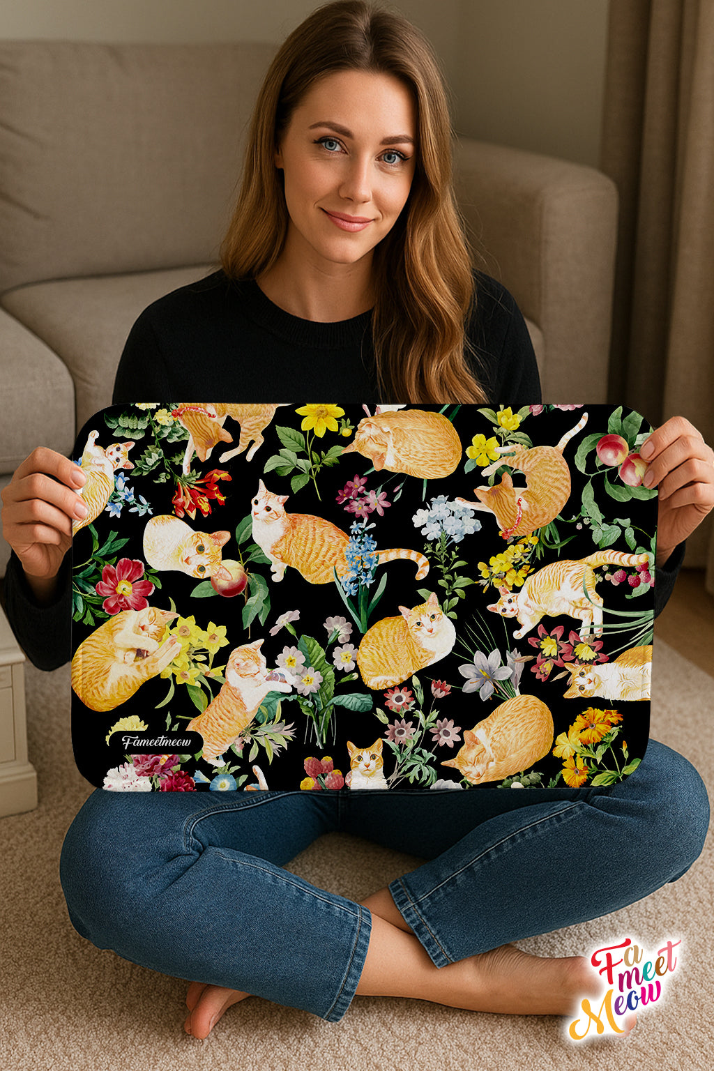 Indoor Door Mat - Floral (Black)