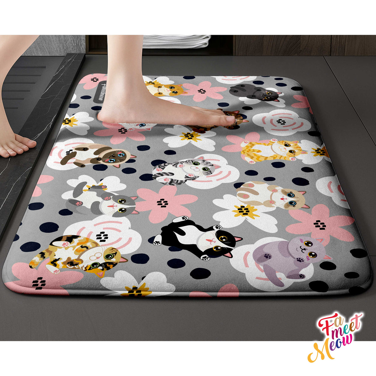 Indoor Door Mat - Fluttering Flower Cats