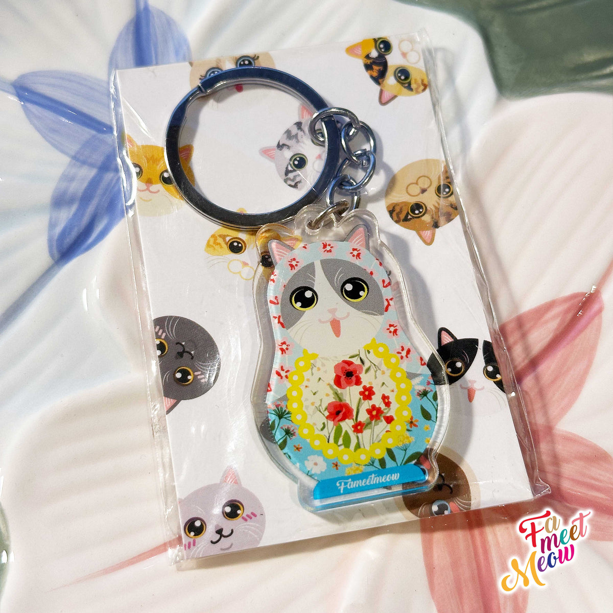 Keyring - Matryoshka Grey & White