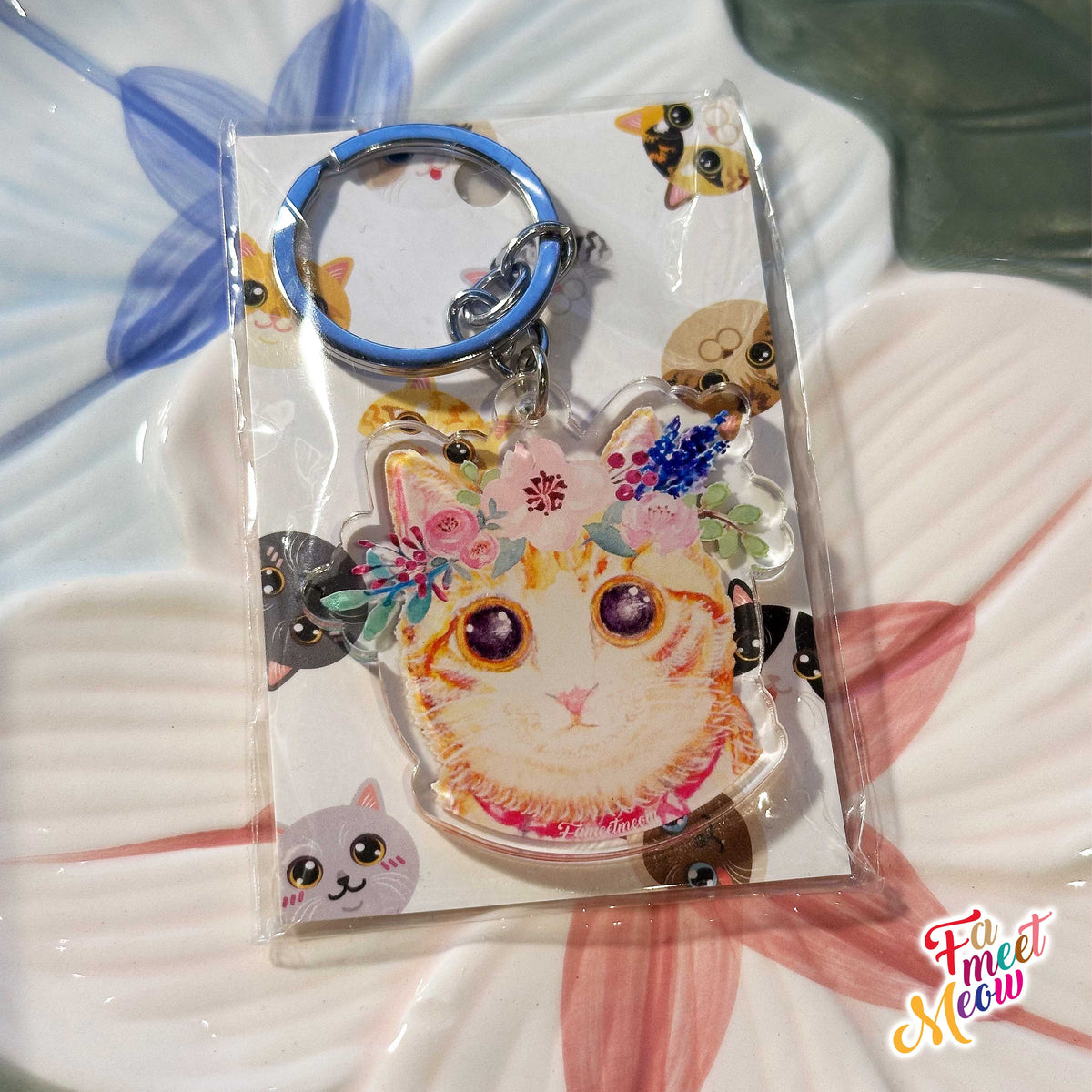 Keyring - Flower Ginger Tabby