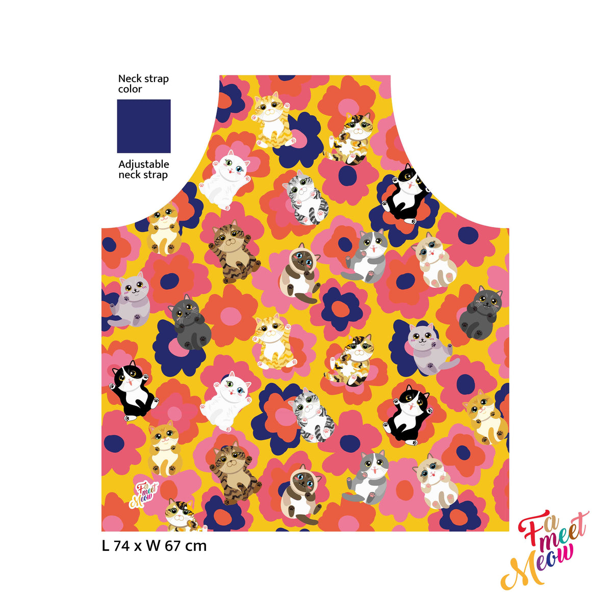 Waterproof & Oil-proof Apron - Cat of the day - Twelve Cats Floral Pattern Kitchen & Baking