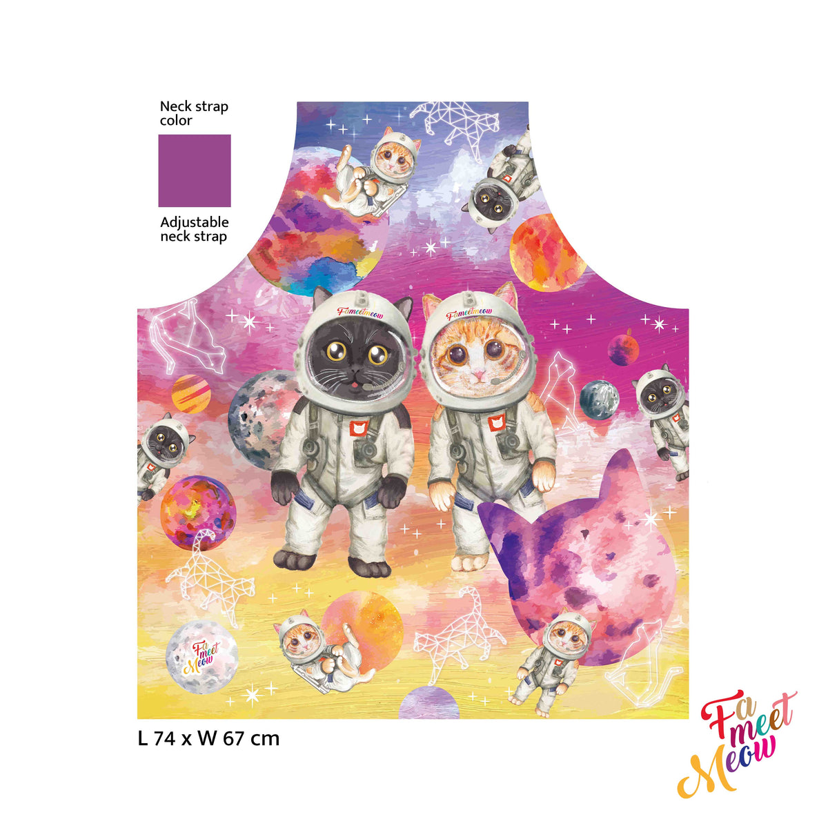 Waterproof & Oil-proof Apron - Space British Shorthair Cat & Ginger Tabby Cat Pattern Kitchen & Baking