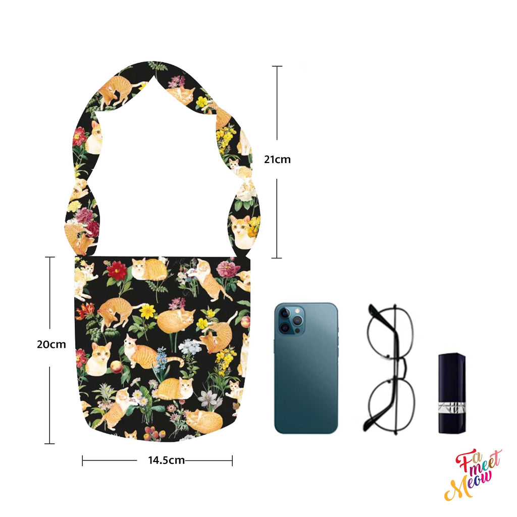 Shoulder Bucket Bag - Floral (Black)
