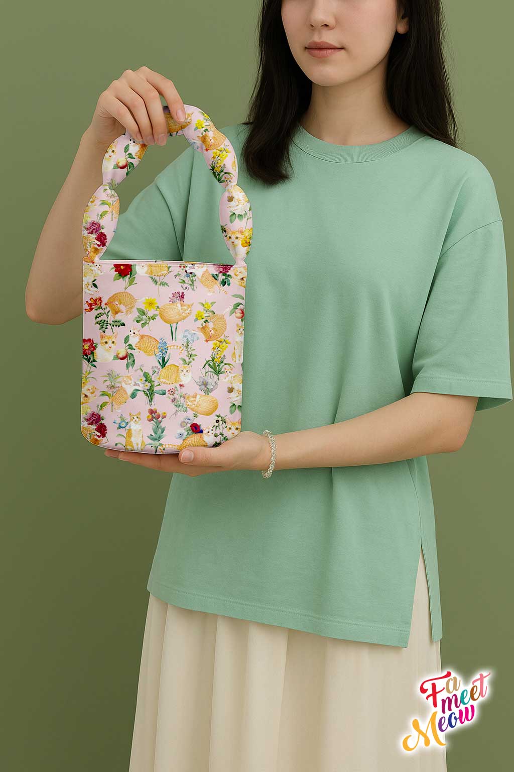 Shoulder Bucket Bag - Floral (Pink)