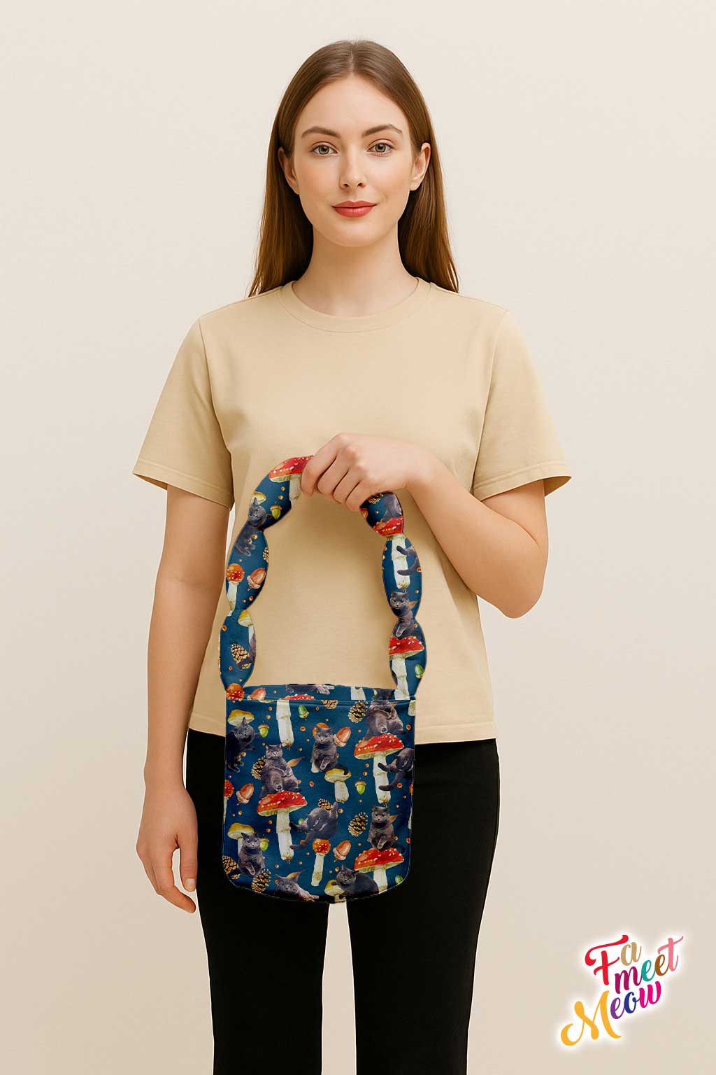 Shoulder Bucket Bag - Mushroom (Navy Blue)