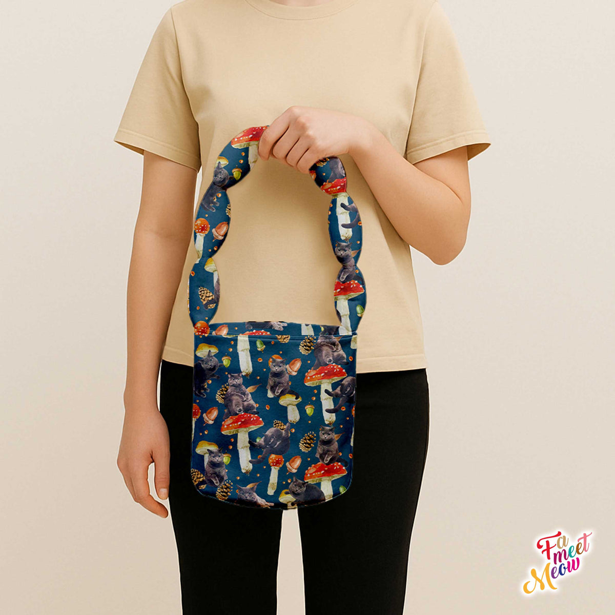 Shoulder Bucket Bag - Mushroom (Navy Blue)