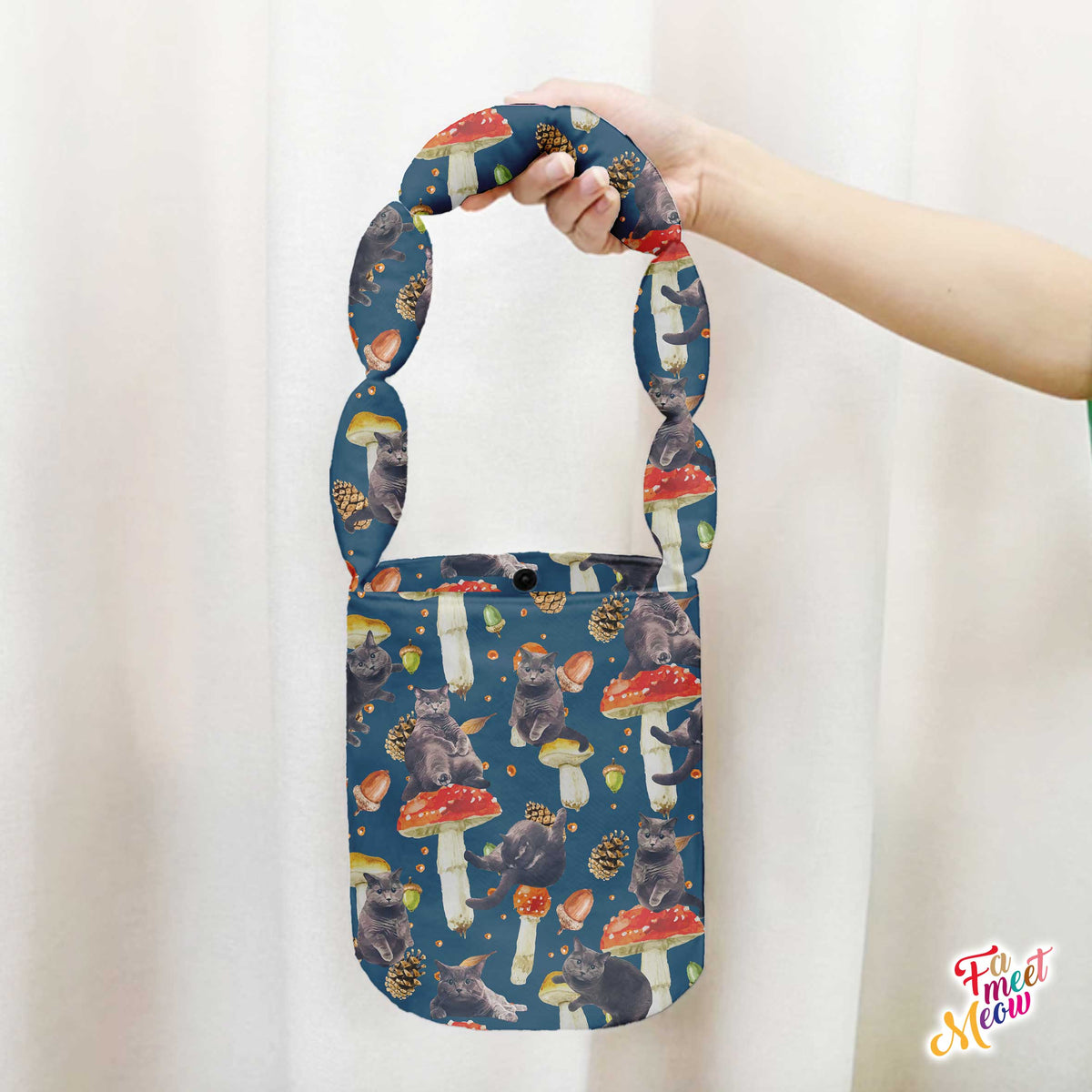 Shoulder Bucket Bag - Mushroom (Navy Blue)
