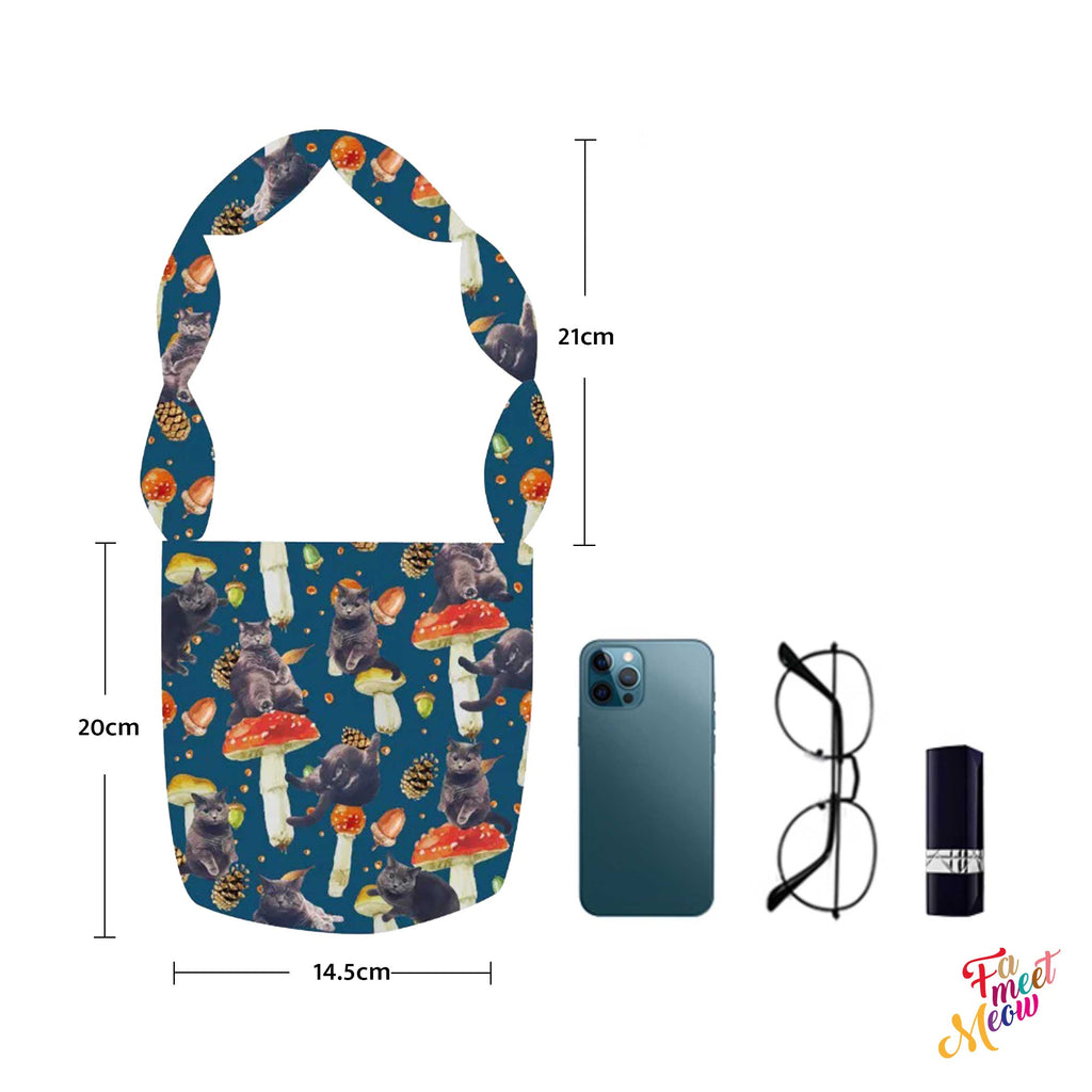 Shoulder Bucket Bag - Mushroom (Navy Blue)