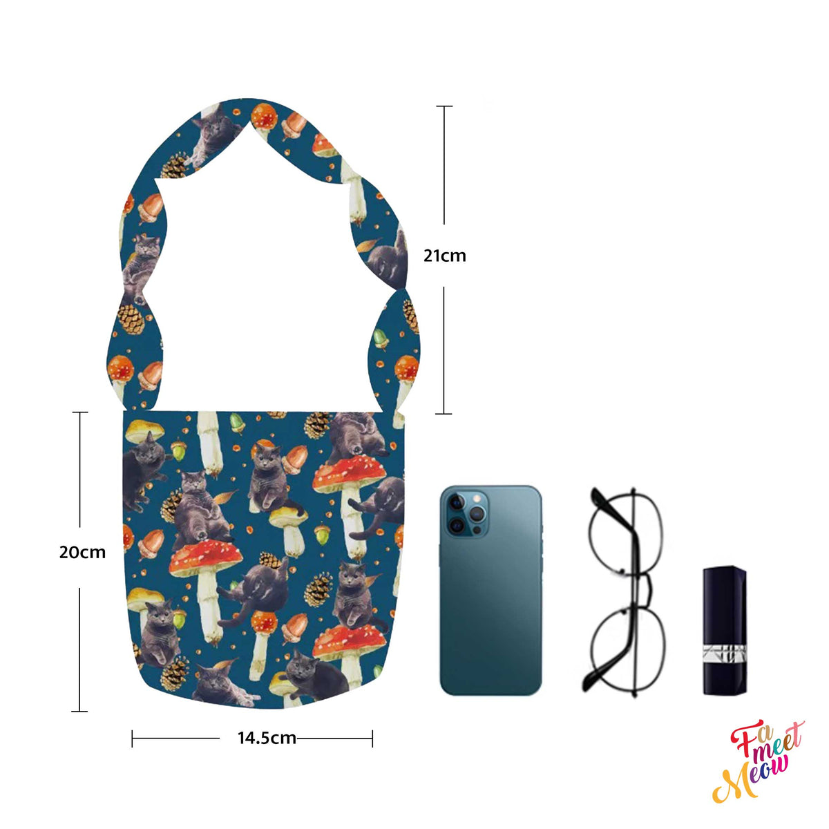 Shoulder Bucket Bag - Mushroom (Navy Blue)