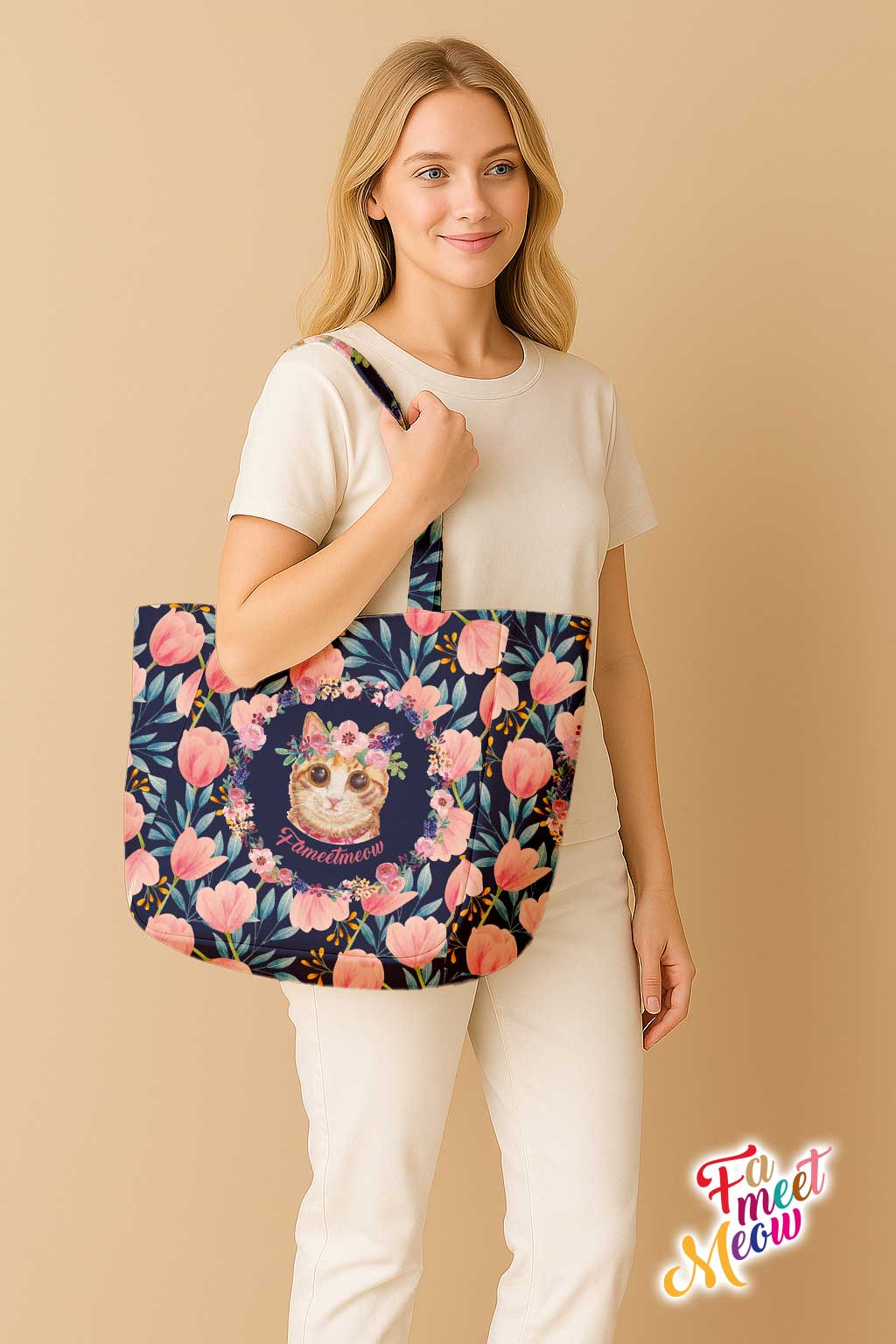 Shoulder Tote Bag - Tulips