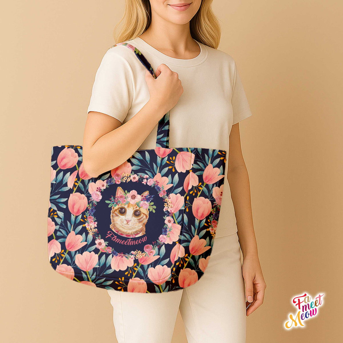 Shoulder Tote Bag - Tulips