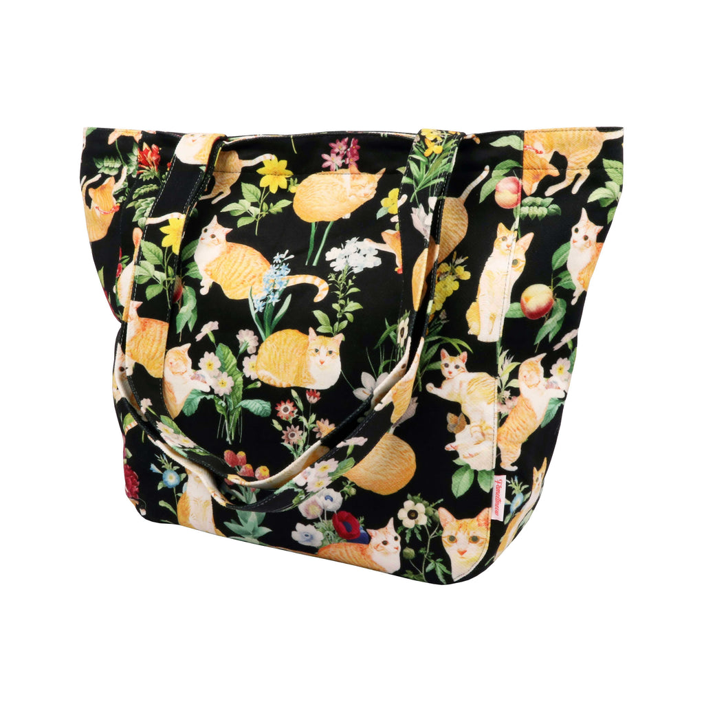 Shoulder Tote Bag - Floral (Black)