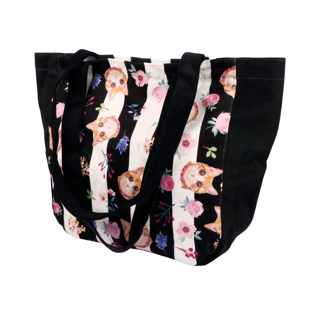 Shoulder Tote Bag - Classic (Black stripes)