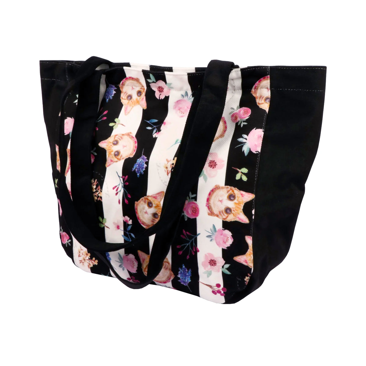 Shoulder Tote Bag - Classic (Black stripes)