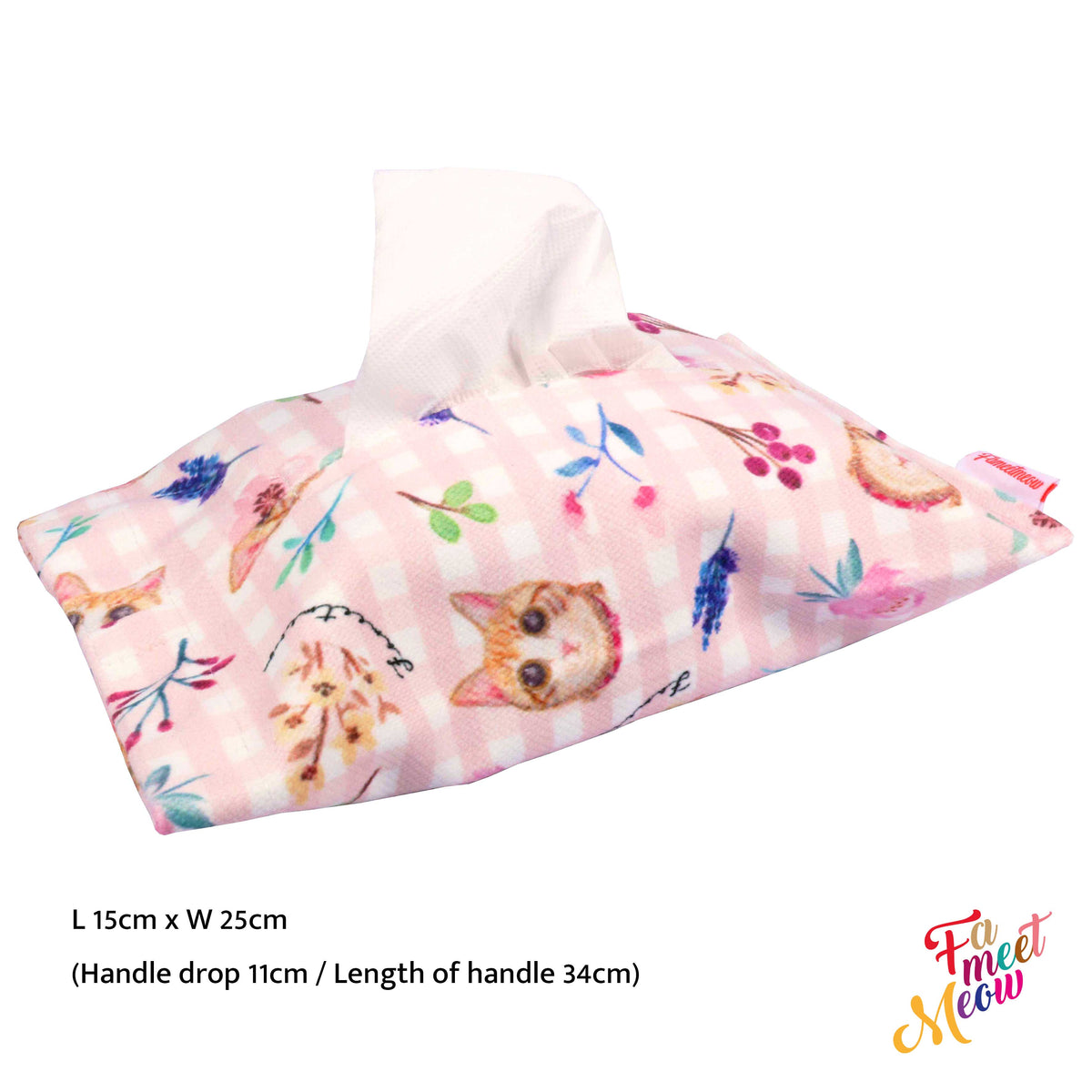 Tissue Cover with strap - Classic (Pink checked)