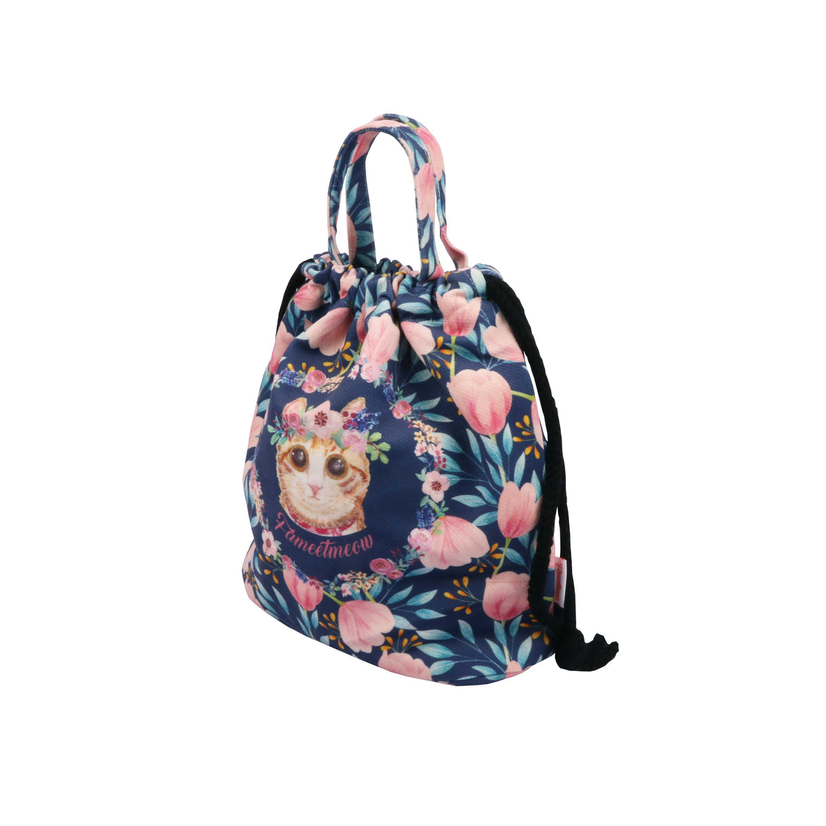 Drawstring Bucket Bag - Tulips