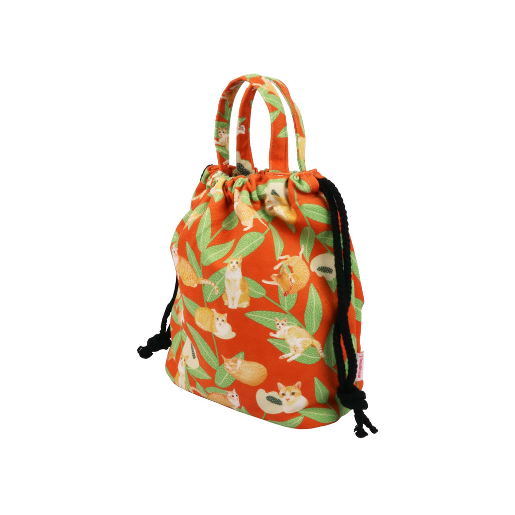 Drawstring Bucket Bag - Bamboo Leaves