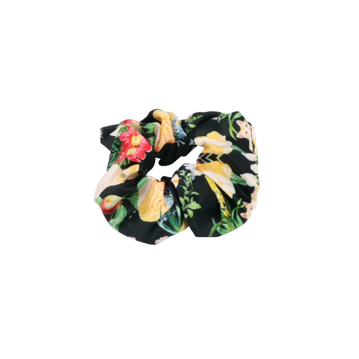 Hair Scrunchie - Floral (Black)